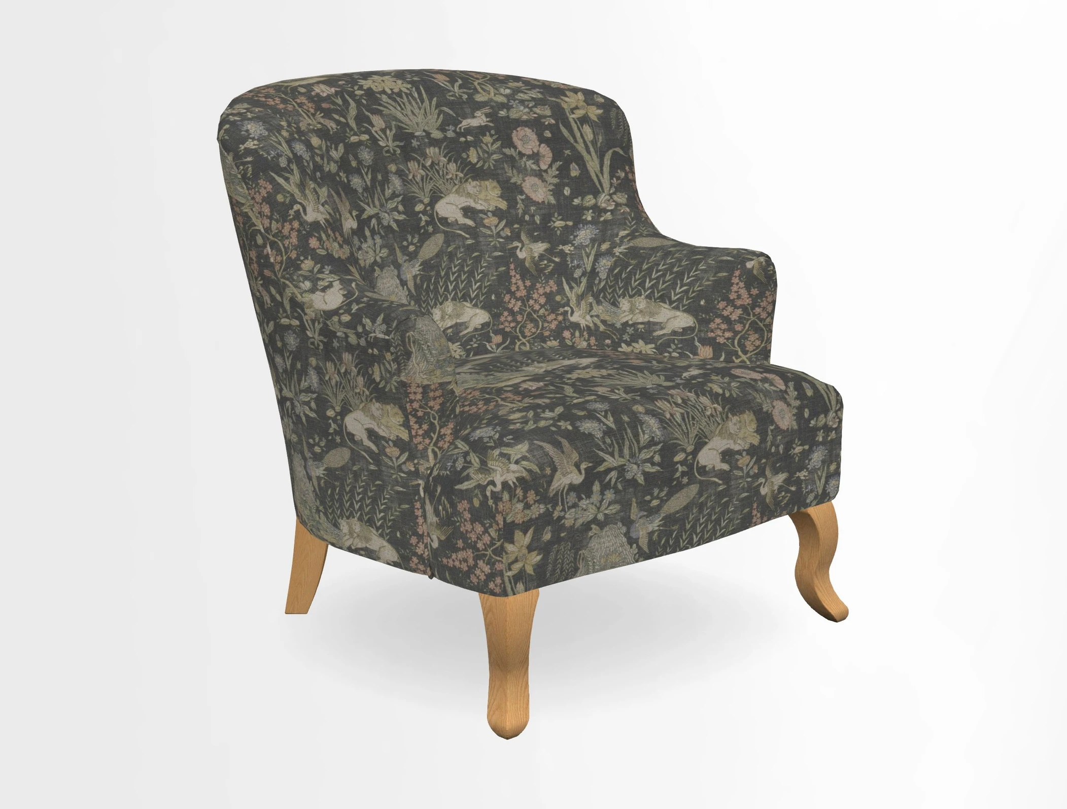 Grassington Chair in Floral Linen Lily Pad Vermillion