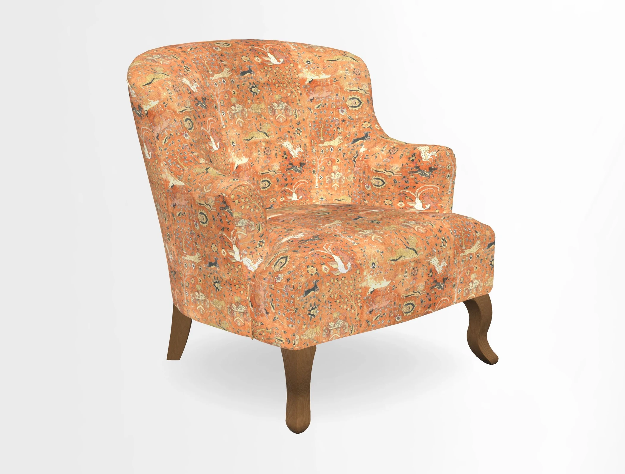 Grassington Chair in Floral Linen Lily Pad Vermillion