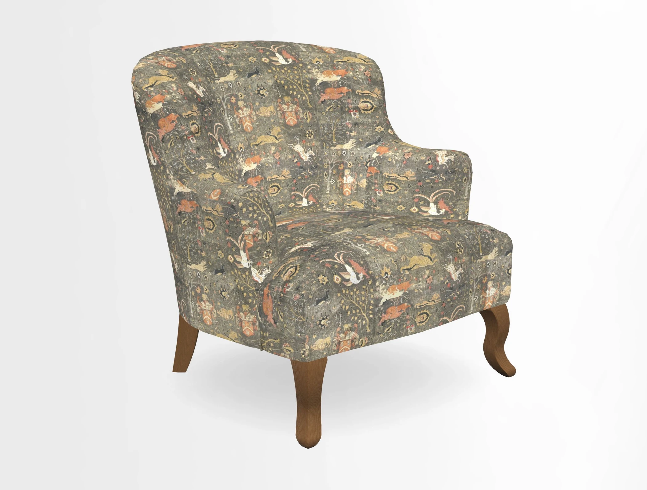 Grassington Chair in Floral Linen Lily Pad Vermillion