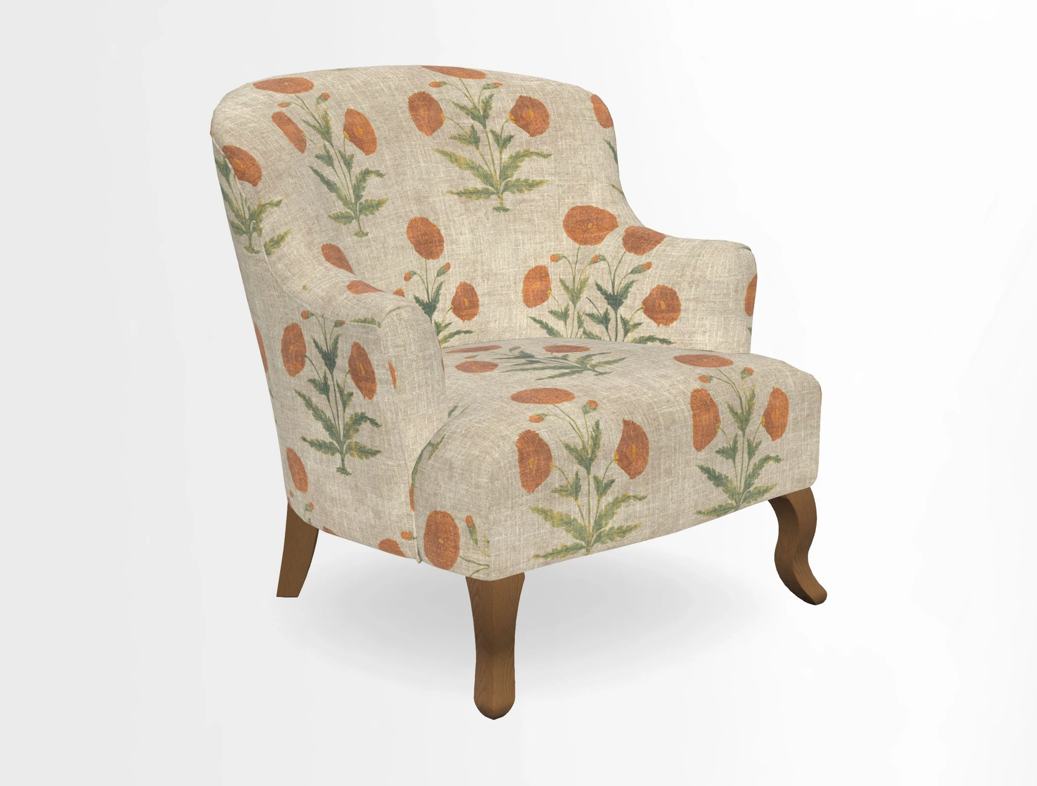 Grassington Chair in Floral Linen Lily Pad Vermillion