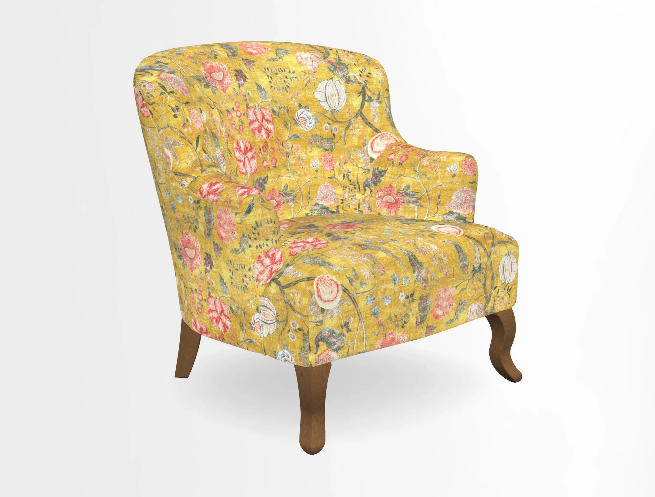 Grassington Chair in Floral Linen Lily Pad Vermillion