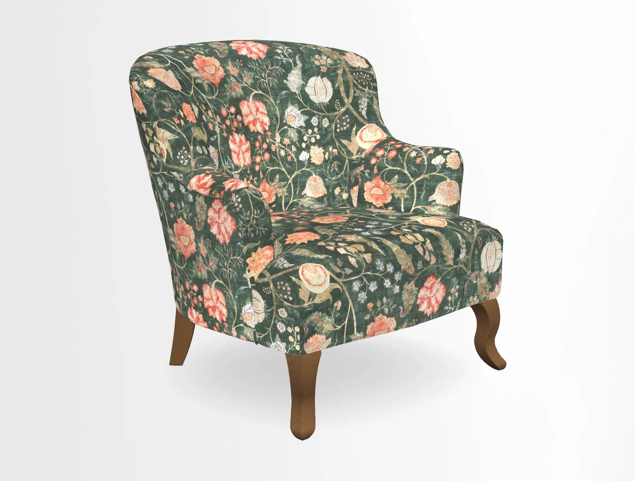 Grassington Chair in Floral Linen Lily Pad Vermillion