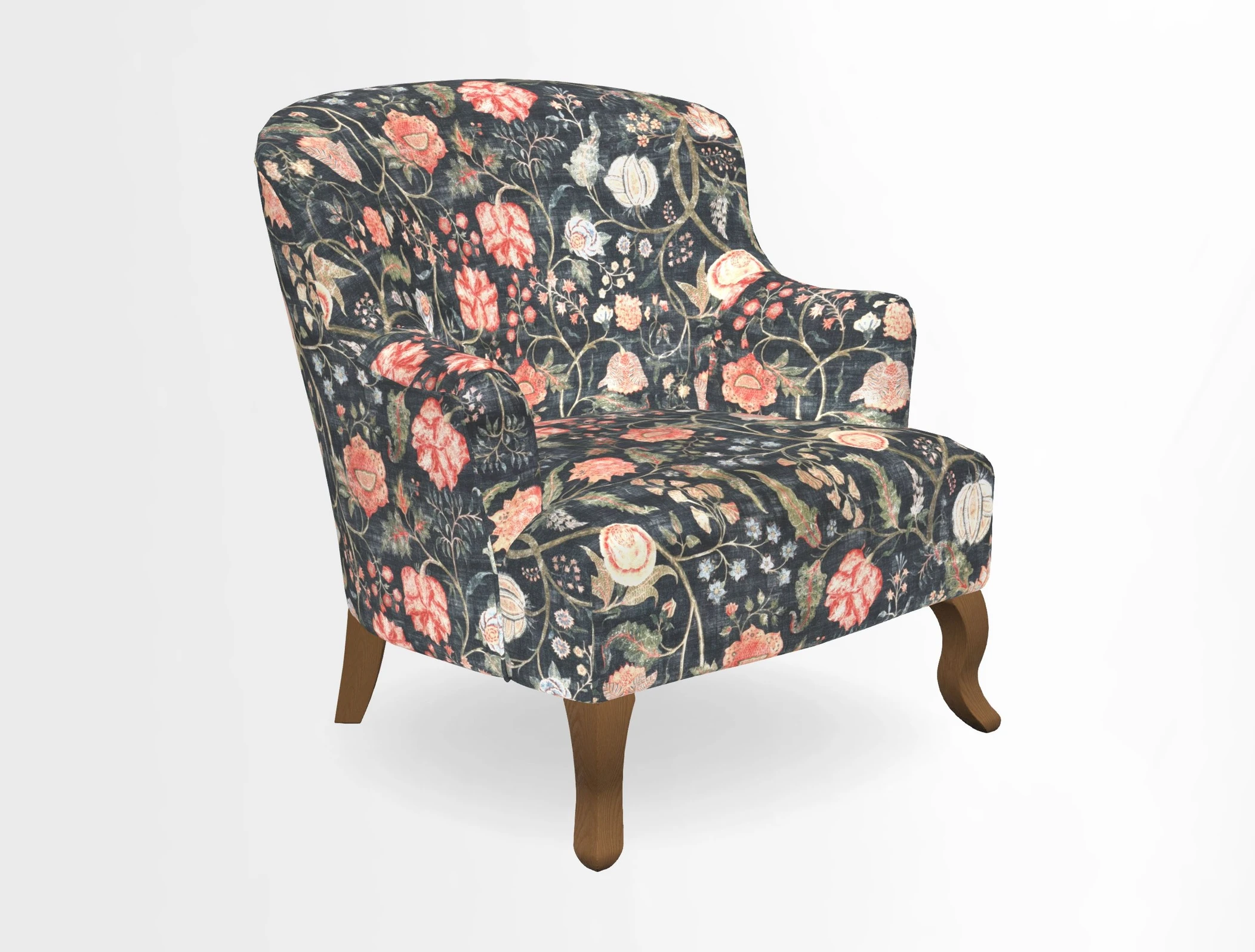 Grassington Chair in Floral Linen Lily Pad Vermillion