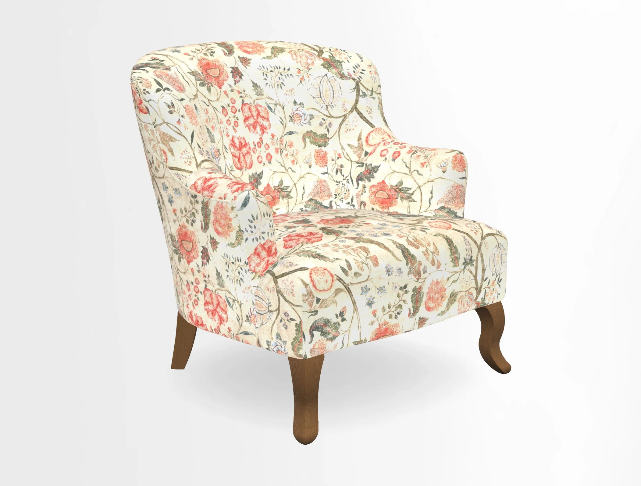 Grassington Chair in Floral Linen Lily Pad Vermillion
