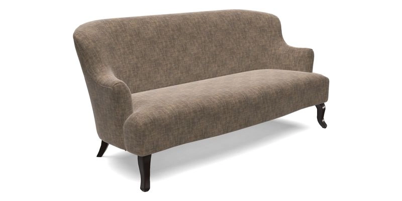 Grassington 3 Seater Sofa in RHS Botanicals on Velvet Ferns Toile Olive with scatter in Almost Plain Velvet Harvest