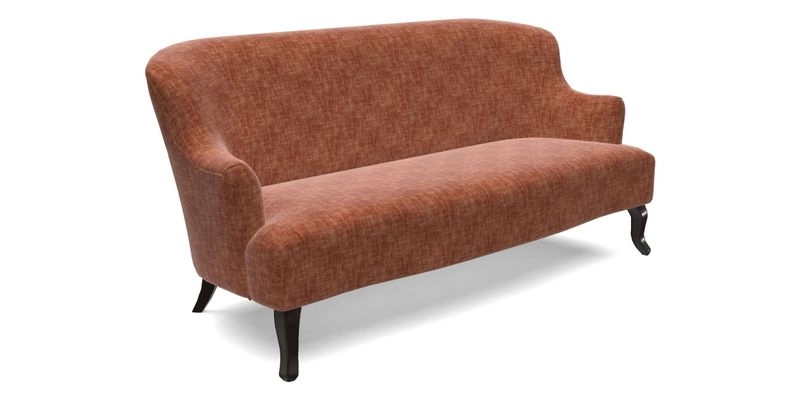 Grassington 3 Seater Sofa in RHS Botanicals on Velvet Ferns Toile Olive with scatter in Almost Plain Velvet Harvest