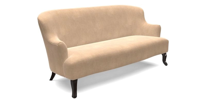 Grassington 3 Seater Sofa in RHS Botanicals on Velvet Ferns Toile Olive with scatter in Almost Plain Velvet Harvest