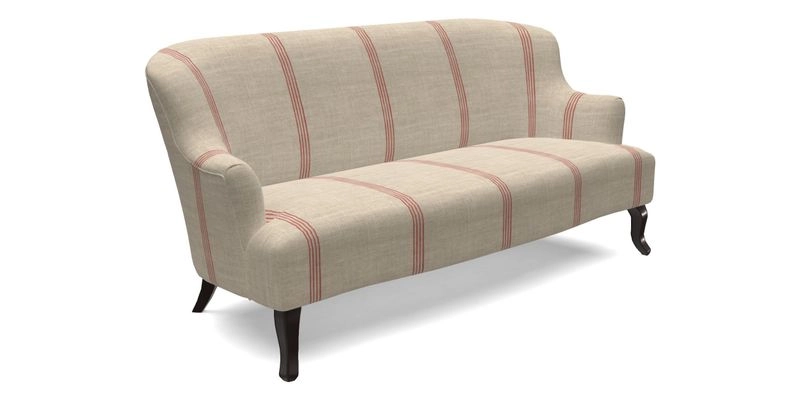 Grassington 3 Seater Sofa in RHS Botanicals on Velvet Ferns Toile Olive with scatter in Almost Plain Velvet Harvest