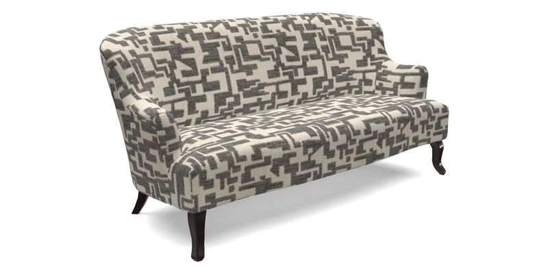 Grassington 3 Seater Sofa in RHS Botanicals on Velvet Ferns Toile Olive with scatter in Almost Plain Velvet Harvest