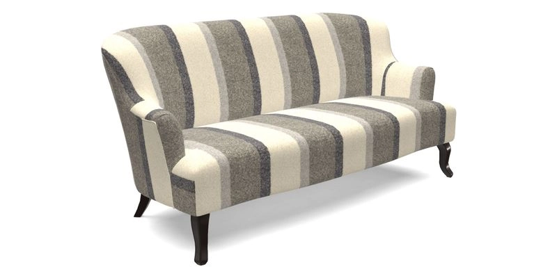 Grassington 3 Seater Sofa in RHS Botanicals on Velvet Ferns Toile Olive with scatter in Almost Plain Velvet Harvest