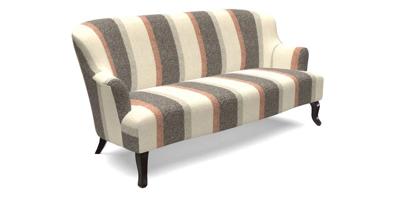 Grassington 3 Seater Sofa in RHS Botanicals on Velvet Ferns Toile Olive with scatter in Almost Plain Velvet Harvest