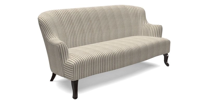 Grassington 3 Seater Sofa in RHS Botanicals on Velvet Ferns Toile Olive with scatter in Almost Plain Velvet Harvest