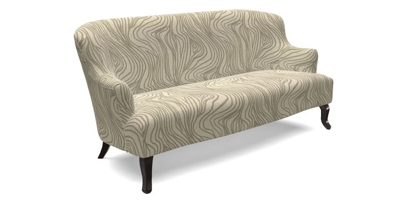 Grassington 3 Seater Sofa in RHS Botanicals on Velvet Ferns Toile Olive with scatter in Almost Plain Velvet Harvest