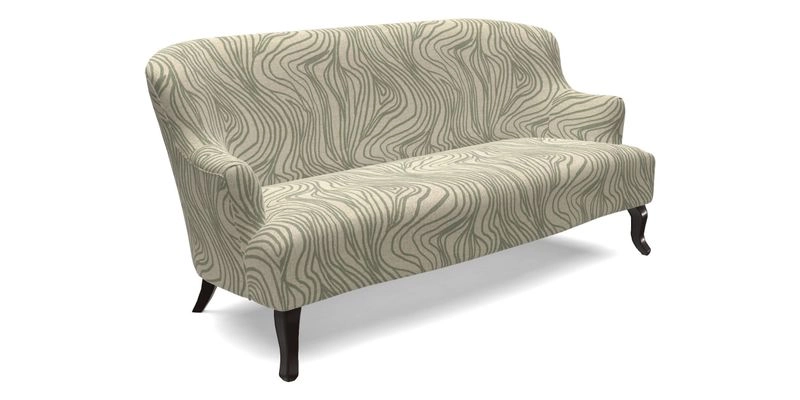 Grassington 3 Seater Sofa in RHS Botanicals on Velvet Ferns Toile Olive with scatter in Almost Plain Velvet Harvest