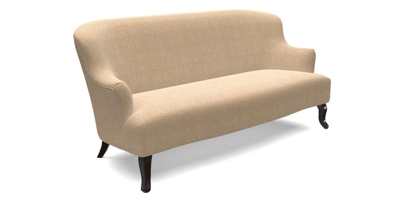 Grassington 3 Seater Sofa in RHS Botanicals on Velvet Ferns Toile Olive with scatter in Almost Plain Velvet Harvest