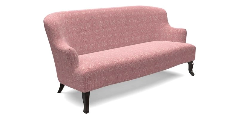 Grassington 3 Seater Sofa in RHS Botanicals on Velvet Ferns Toile Olive with scatter in Almost Plain Velvet Harvest