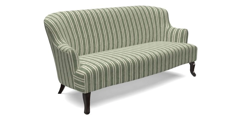 Grassington 3 Seater Sofa in RHS Botanicals on Velvet Ferns Toile Olive with scatter in Almost Plain Velvet Harvest