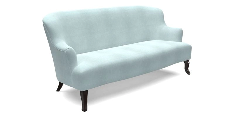 Grassington 3 Seater Sofa in RHS Botanicals on Velvet Ferns Toile Olive with scatter in Almost Plain Velvet Harvest