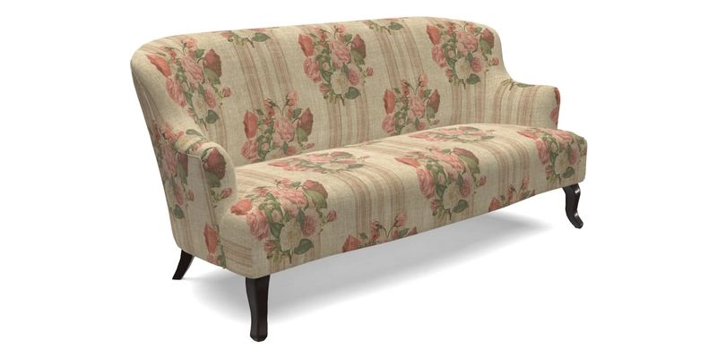 Grassington 3 Seater Sofa in RHS Botanicals on Velvet Ferns Toile Olive with scatter in Almost Plain Velvet Harvest