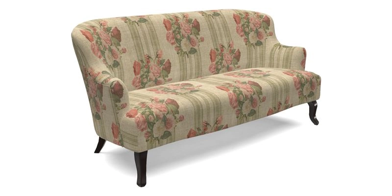 Grassington 3 Seater Sofa in RHS Botanicals on Velvet Ferns Toile Olive with scatter in Almost Plain Velvet Harvest