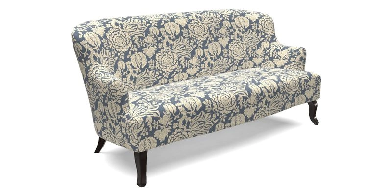Grassington 3 Seater Sofa in RHS Botanicals on Velvet Ferns Toile Olive with scatter in Almost Plain Velvet Harvest