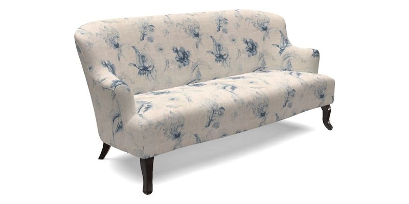 Grassington 3 Seater Sofa in RHS Botanicals on Velvet Ferns Toile Olive with scatter in Almost Plain Velvet Harvest