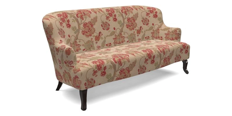 Grassington 3 Seater Sofa in RHS Botanicals on Velvet Ferns Toile Olive with scatter in Almost Plain Velvet Harvest