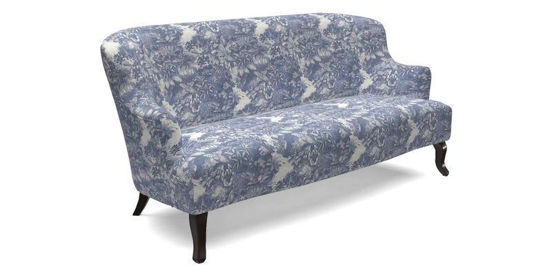 Grassington 3 Seater Sofa in RHS Botanicals on Velvet Ferns Toile Olive with scatter in Almost Plain Velvet Harvest