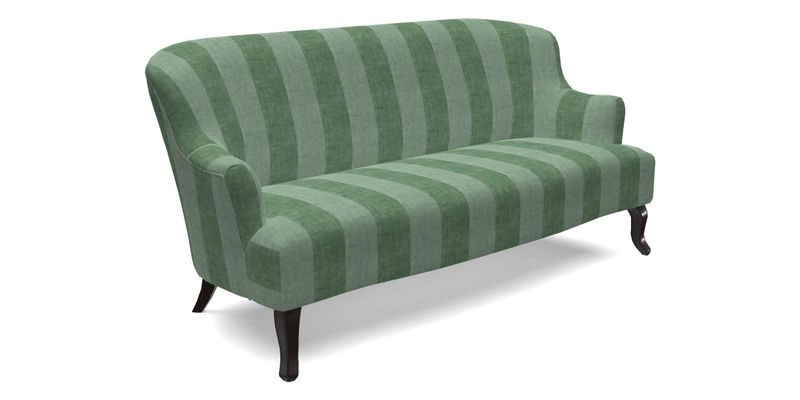 Grassington 3 Seater Sofa in RHS Botanicals on Velvet Ferns Toile Olive with scatter in Almost Plain Velvet Harvest