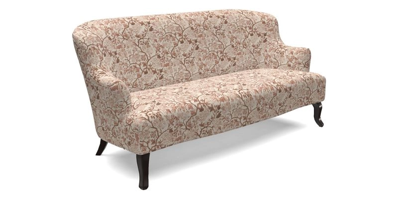 Grassington 3 Seater Sofa in RHS Botanicals on Velvet Ferns Toile Olive with scatter in Almost Plain Velvet Harvest