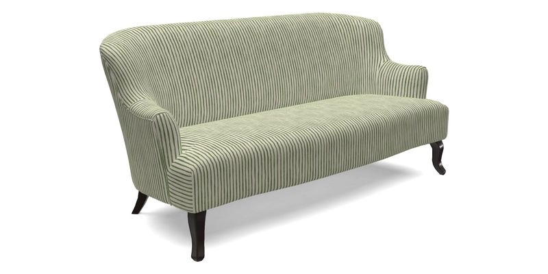 Grassington 3 Seater Sofa in RHS Botanicals on Velvet Ferns Toile Olive with scatter in Almost Plain Velvet Harvest