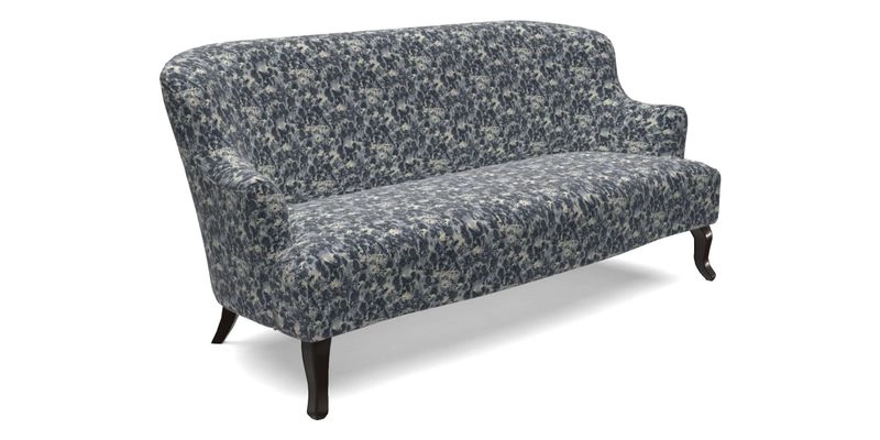 Grassington 3 Seater Sofa in RHS Botanicals on Velvet Ferns Toile Olive with scatter in Almost Plain Velvet Harvest