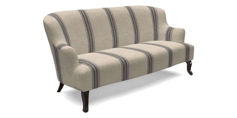 Grassington 3 Seater Sofa in RHS Botanicals on Velvet Ferns Toile Olive with scatter in Almost Plain Velvet Harvest