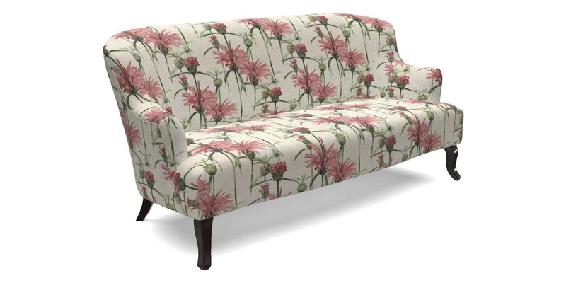 Grassington 3 Seater Sofa in RHS Botanicals on Velvet Ferns Toile Olive with scatter in Almost Plain Velvet Harvest
