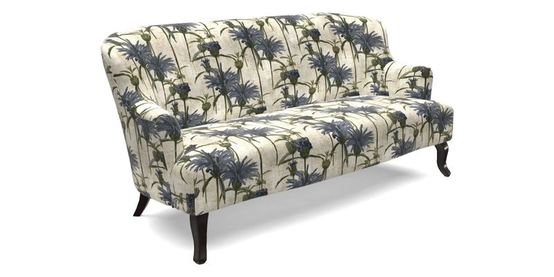 Grassington 3 Seater Sofa in RHS Botanicals on Velvet Ferns Toile Olive with scatter in Almost Plain Velvet Harvest