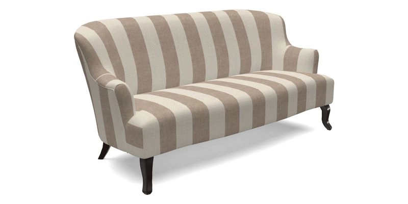 Grassington 3 Seater Sofa in RHS Botanicals on Velvet Ferns Toile Olive with scatter in Almost Plain Velvet Harvest