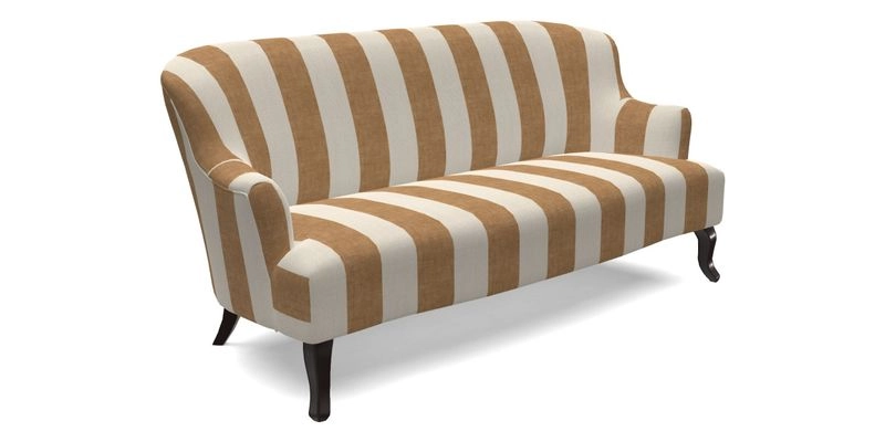 Grassington 3 Seater Sofa in RHS Botanicals on Velvet Ferns Toile Olive with scatter in Almost Plain Velvet Harvest