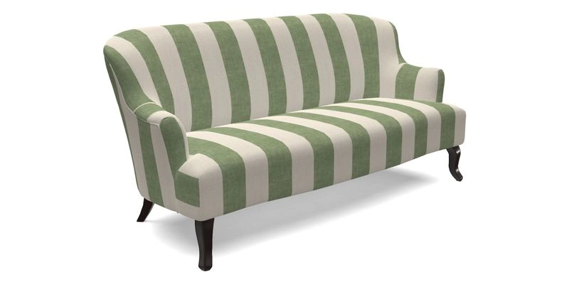 Grassington 3 Seater Sofa in RHS Botanicals on Velvet Ferns Toile Olive with scatter in Almost Plain Velvet Harvest