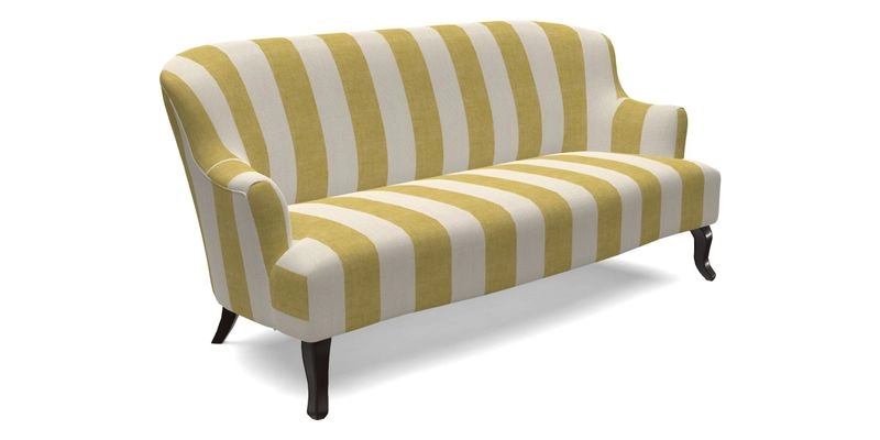 Grassington 3 Seater Sofa in RHS Botanicals on Velvet Ferns Toile Olive with scatter in Almost Plain Velvet Harvest