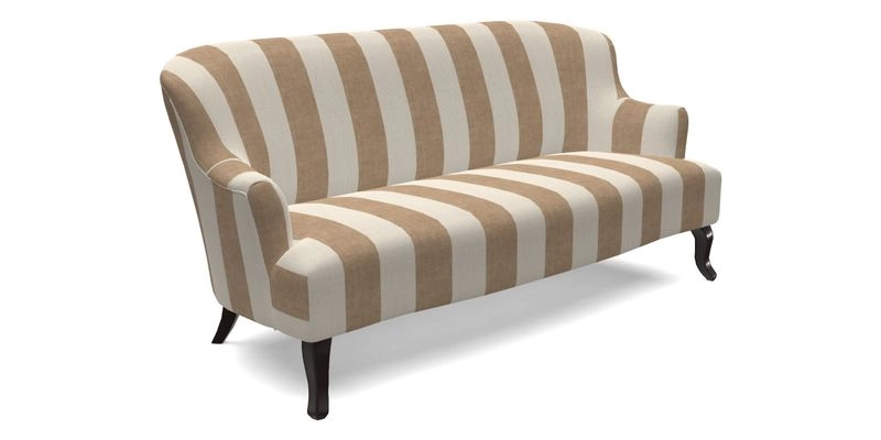 Grassington 3 Seater Sofa in RHS Botanicals on Velvet Ferns Toile Olive with scatter in Almost Plain Velvet Harvest