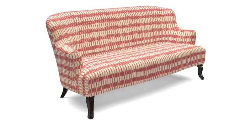 Grassington 3 Seater Sofa in RHS Botanicals on Velvet Ferns Toile Olive with scatter in Almost Plain Velvet Harvest