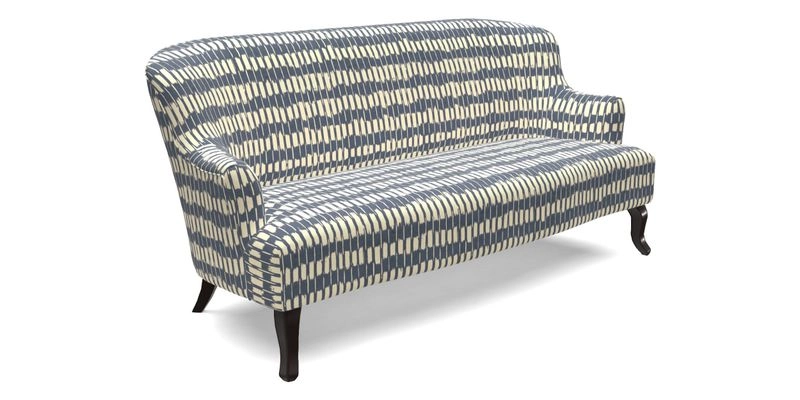 Grassington 3 Seater Sofa in RHS Botanicals on Velvet Ferns Toile Olive with scatter in Almost Plain Velvet Harvest