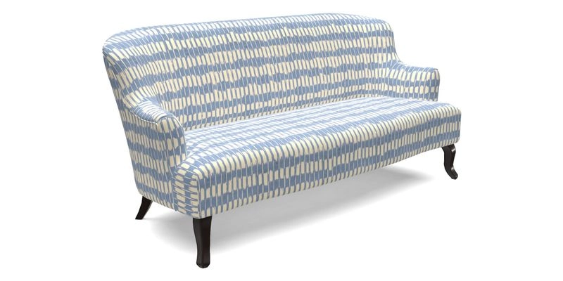 Grassington 3 Seater Sofa in RHS Botanicals on Velvet Ferns Toile Olive with scatter in Almost Plain Velvet Harvest