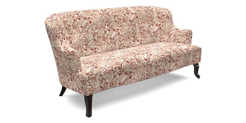 Grassington 3 Seater Sofa in RHS Botanicals on Velvet Ferns Toile Olive with scatter in Almost Plain Velvet Harvest