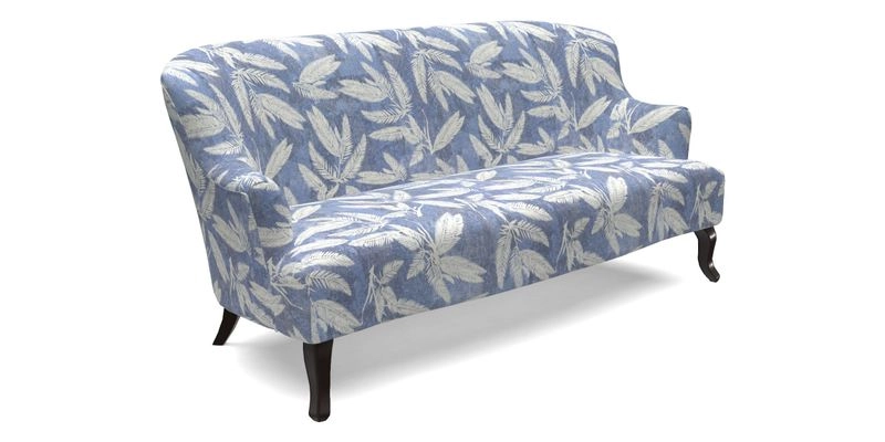 Grassington 3 Seater Sofa in RHS Botanicals on Velvet Ferns Toile Olive with scatter in Almost Plain Velvet Harvest