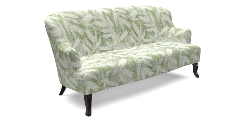 Grassington 3 Seater Sofa in RHS Botanicals on Velvet Ferns Toile Olive with scatter in Almost Plain Velvet Harvest