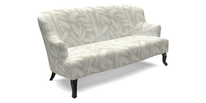 Grassington 3 Seater Sofa in RHS Botanicals on Velvet Ferns Toile Olive with scatter in Almost Plain Velvet Harvest