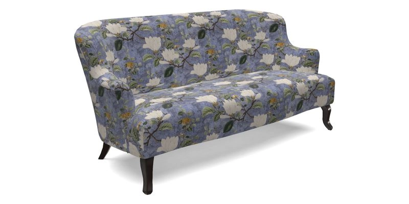 Grassington 3 Seater Sofa in RHS Botanicals on Velvet Ferns Toile Olive with scatter in Almost Plain Velvet Harvest