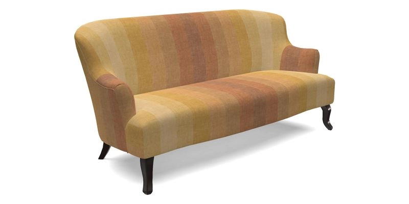 Grassington 3 Seater Sofa in RHS Botanicals on Velvet Ferns Toile Olive with scatter in Almost Plain Velvet Harvest