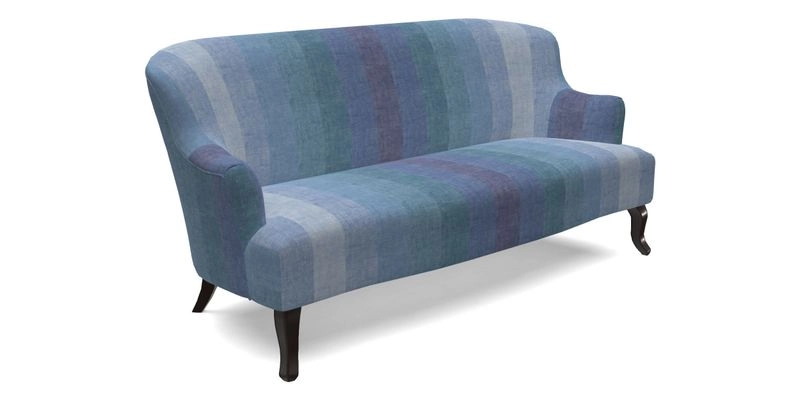 Grassington 3 Seater Sofa in RHS Botanicals on Velvet Ferns Toile Olive with scatter in Almost Plain Velvet Harvest